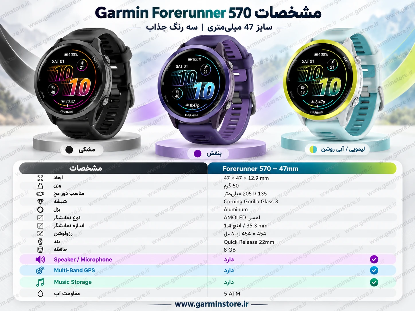 مشخصات ساعت گارمین فوررانر 570